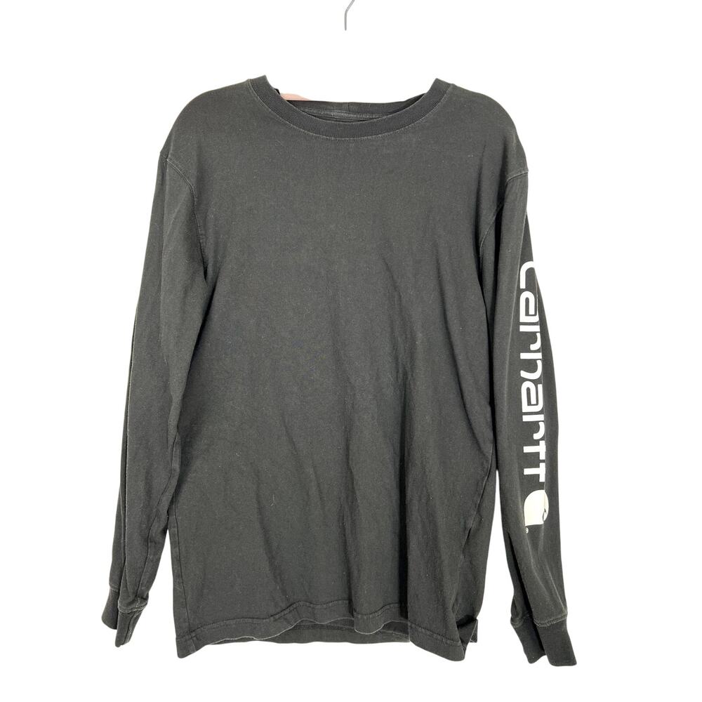 Mens Carhartt Loose Fit Black Long‎ Sleeve 100% Cotton Casual Shirt Top Size S